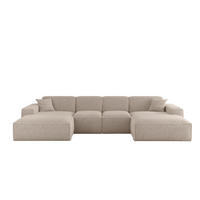 WOHNLANDSCHAFT Celes Premium Xs Sven - Hellbraun, Holzwerkstoff/Textil (342/73/165cm) - Fun Möbel