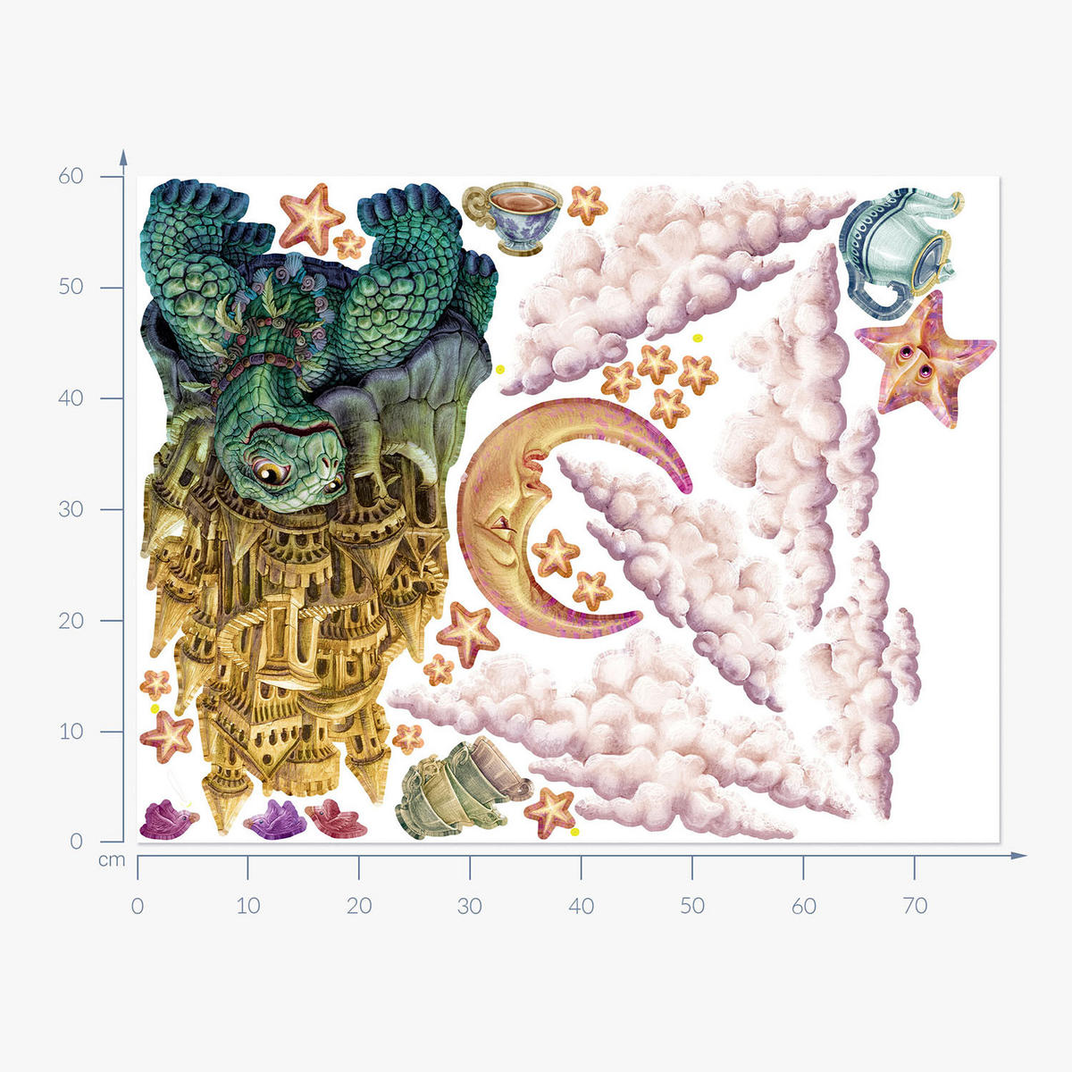 WANDAUFKLEBER 60x78cm - Märchentiere - Multicolor, Kunststoff (60/78/0.1cm) - Wallfluent