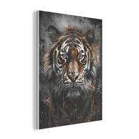 AKUSTIKPANEEL Tiger - Tiere - Porträt - Luxus - Schwarz 70x100 cm - Braun, Textil (70/0.9/100cm) - MuchoWow