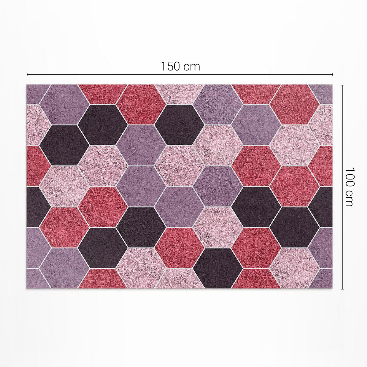 TEPPICH 100x150 cm Plüsch-Hexagone Geometrisches Muster - Rosa, Kunststoff (100/150cm) - Wallfluent