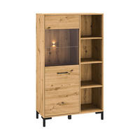 VITRINE – 90 cm – Nevio – Schwarz / Eichefarben – VT-009 - Eichefarben/Schwarz, Holzwerkstoff (90/153/40cm) - hi-markt