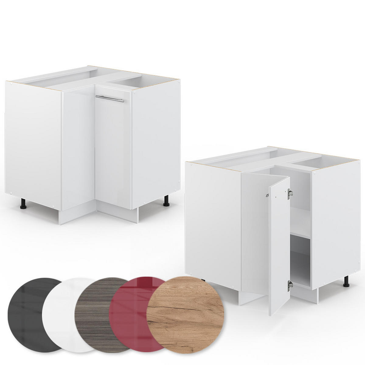 ECKUNTERSCHRANK Fame-Line Weiß Hochglanz 80.5 cm ohne AP - Weiß Hochglanz/Weiß, Holzwerkstoff (80.5/82/51.6cm) - Vicco