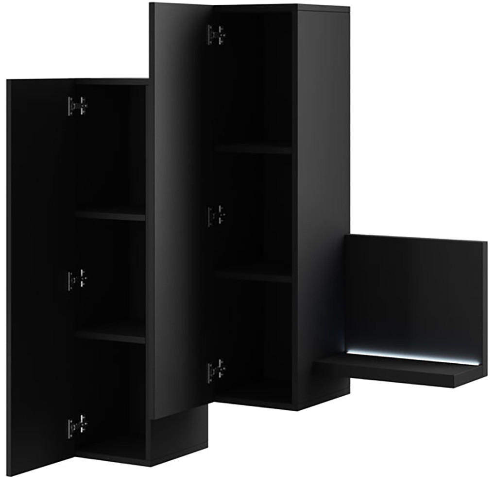 Thumbnail - Feldmann-Wohnen Hängeschrank, Schwarz, Holz, 2 Fächer, Rechteckig, 152x142x35 cm, Waschküche, Mehrzweckschränke