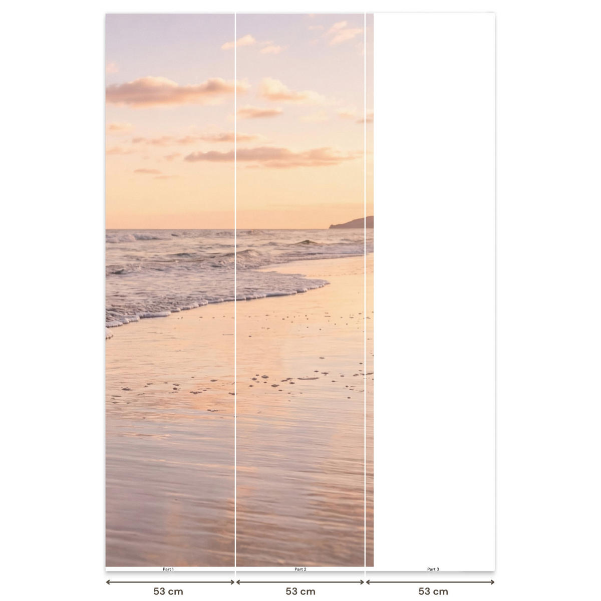 TAPETE - Strand - Brandung - Wolken - 120x220 cm - Hellrosa, Papier (120/220cm) - OnlyWow