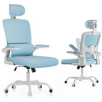 BÜROSTUHL Weiß-Blau ergonomisch mit klappbaren Armlehnen - Blau, Metall (25/52.5/65cm) - Rattrix