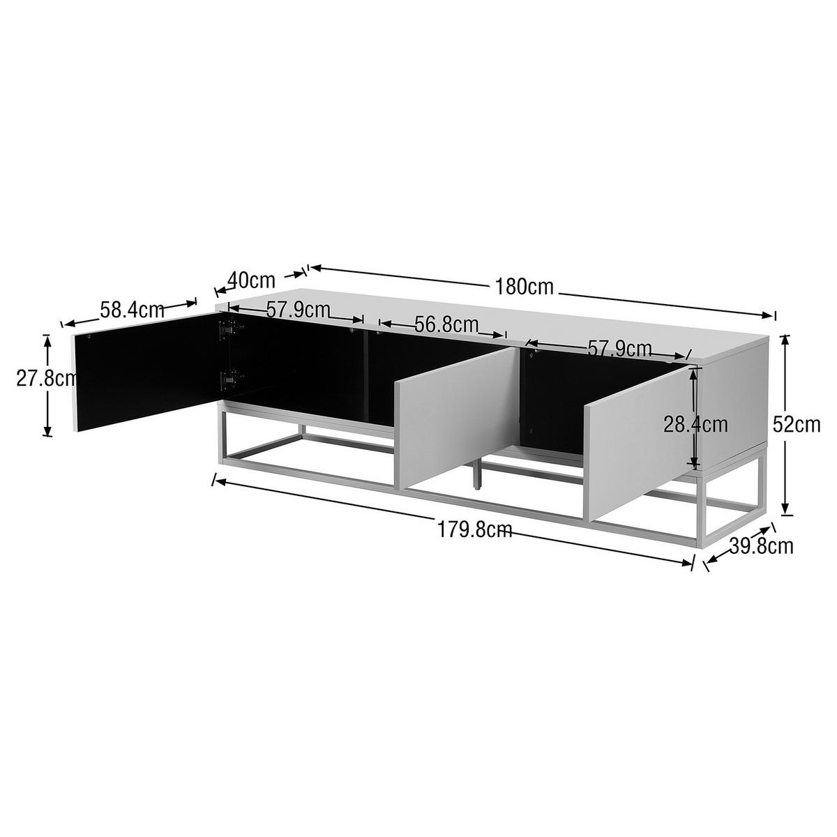 TV-LOWBOARD - Salbeigrün, Holzwerkstoff/Metall (180/52/40cm) - home24