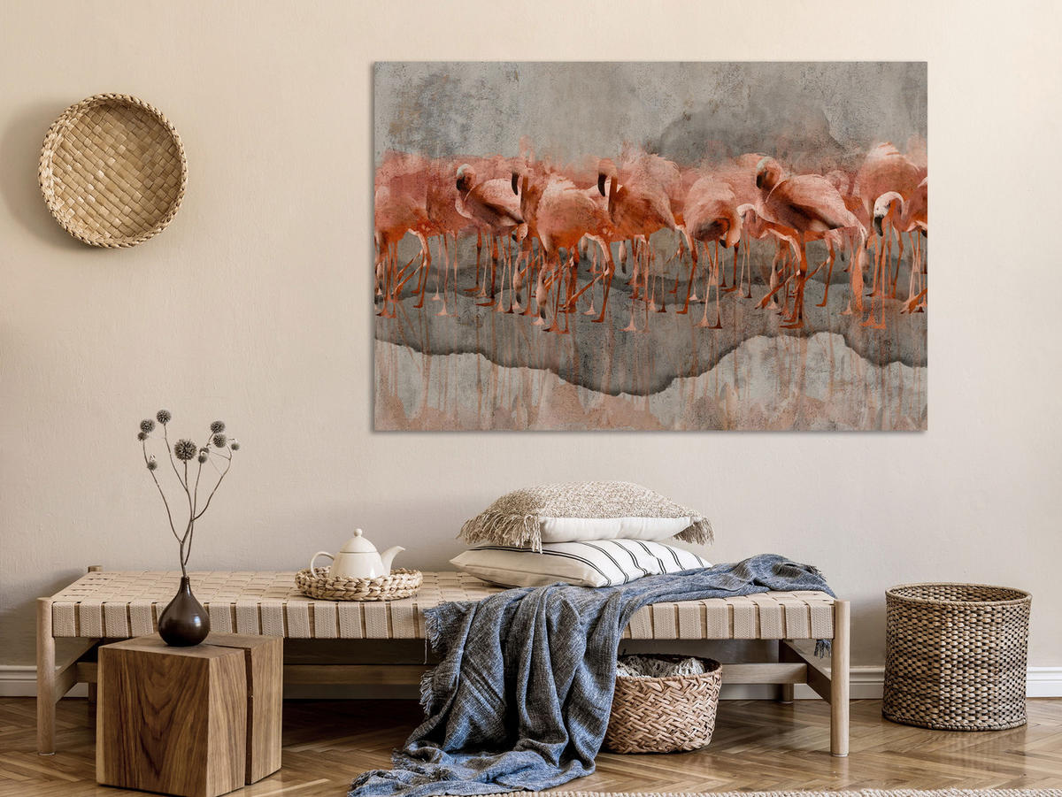 KUNSTDRUCK Grau 90/60 cm - Pink/Grau, Textil (90/60cm) - KUNSTLOFT