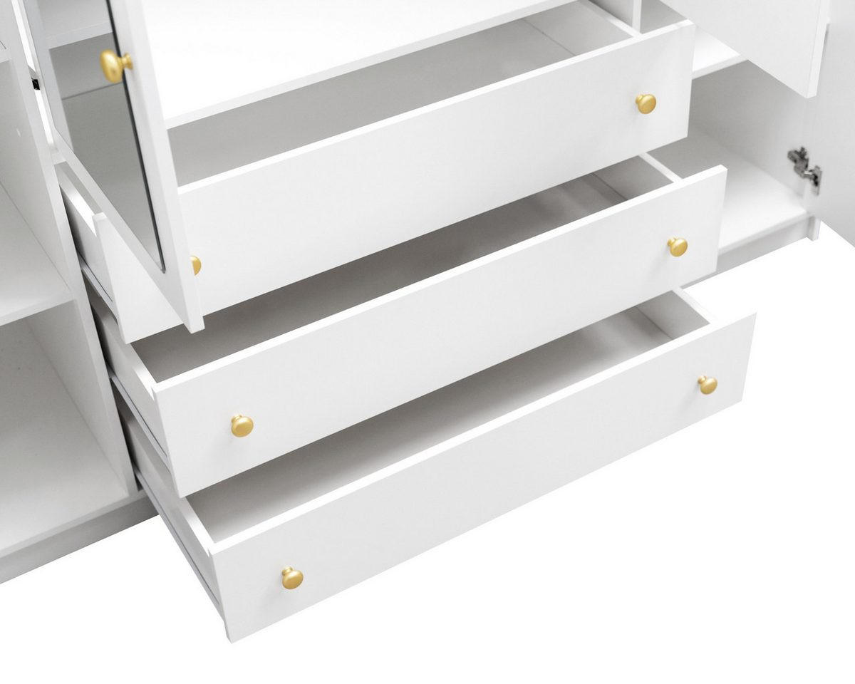 DREHTÜRENSCHRANK SEATTLE 196/200/58 cm in Weiß - Weiß, Holzwerkstoff (196/200/58cm) - Deine Möbel 24