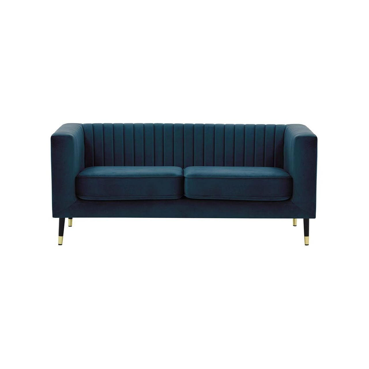 ZWEISITZER-SOFA Slender-Velluto 11 - Dunkelblau, Holz/Textil (170/71/83cm) - SLF24