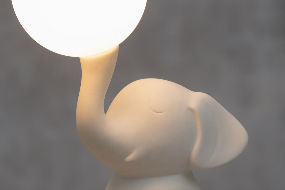 NACHTTISCHLAMPE Elefant Jumbo 31 cm - Weiß, Keramik (13/22.5/31cm)