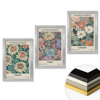 WANDBILDER 3er Set - 20x30 cm Silberner Rahmen - Blumenposter Tokio Paris London - Silberfarben, Kunststoff (20/30cm) - ArtPrintCave