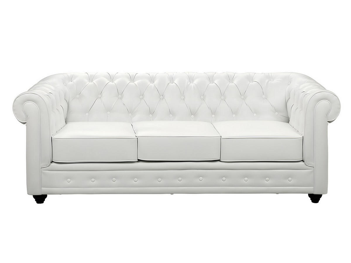 SOFAS 3-Sitzer, 2-Sitzer & Sessel - Kunstleder - Weiß - CHESTERFIELD - Weiß, Leder (205/72/88cm) - Vente-Unique