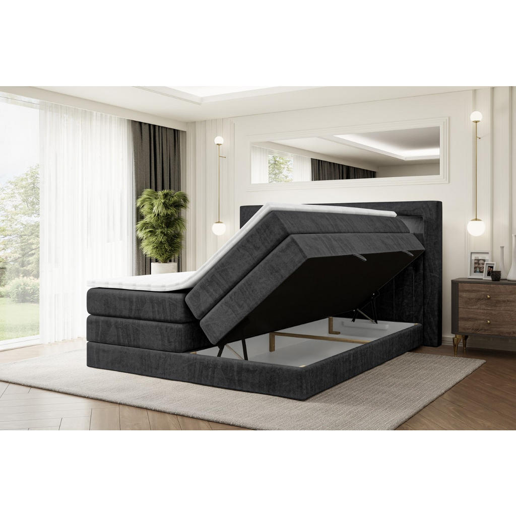 Thumbnail - Altdecor Boxspringbett, Schwarz, Holzwerkstoff, Höhe ca. 37 cm, 140x200 cm, Schlafzimmer, Betten, Boxspringbetten