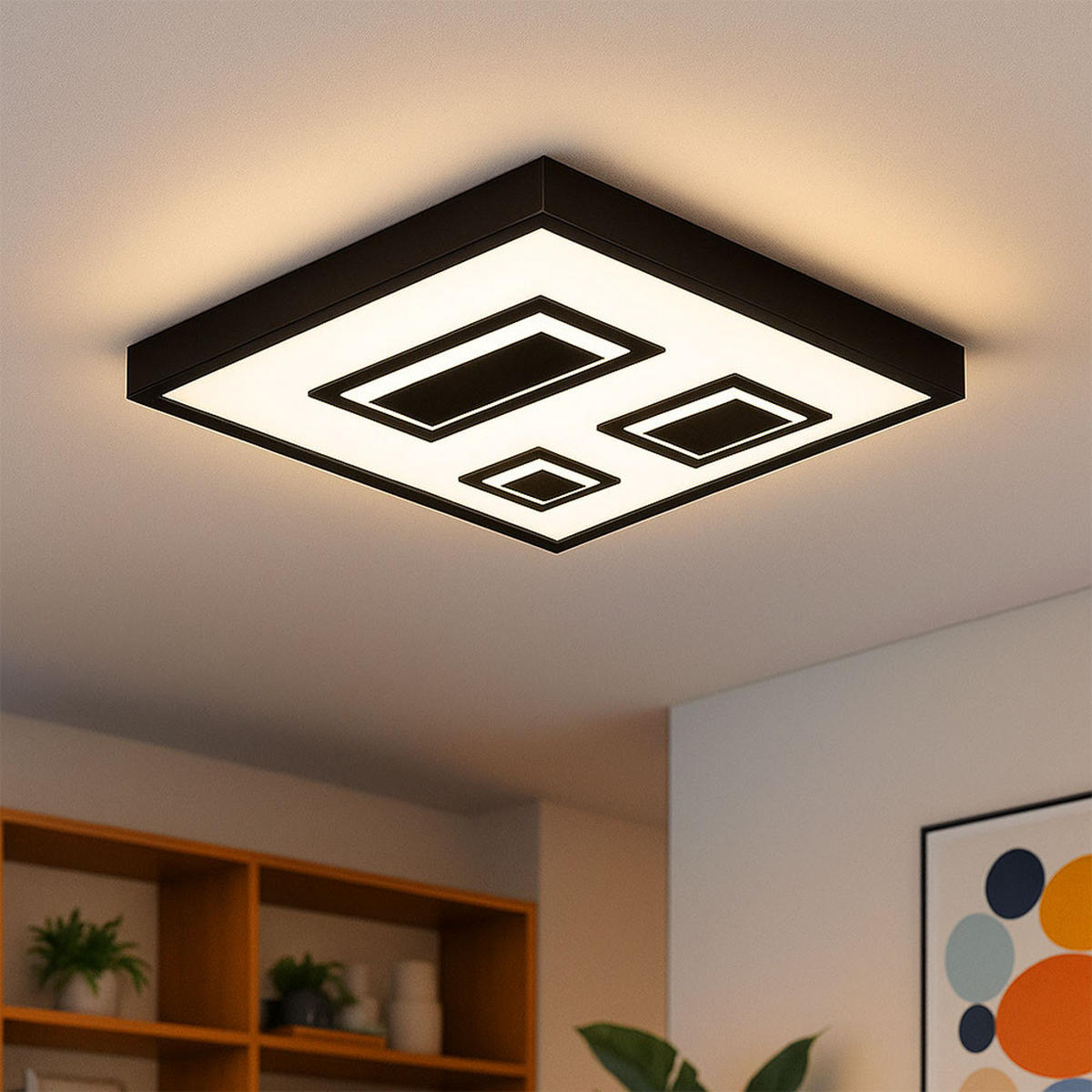 LED DECKENLEUCHTE Backlight Schwarz - Schwarz, Kunststoff (42.3/42.3/4.1cm) - Briloner