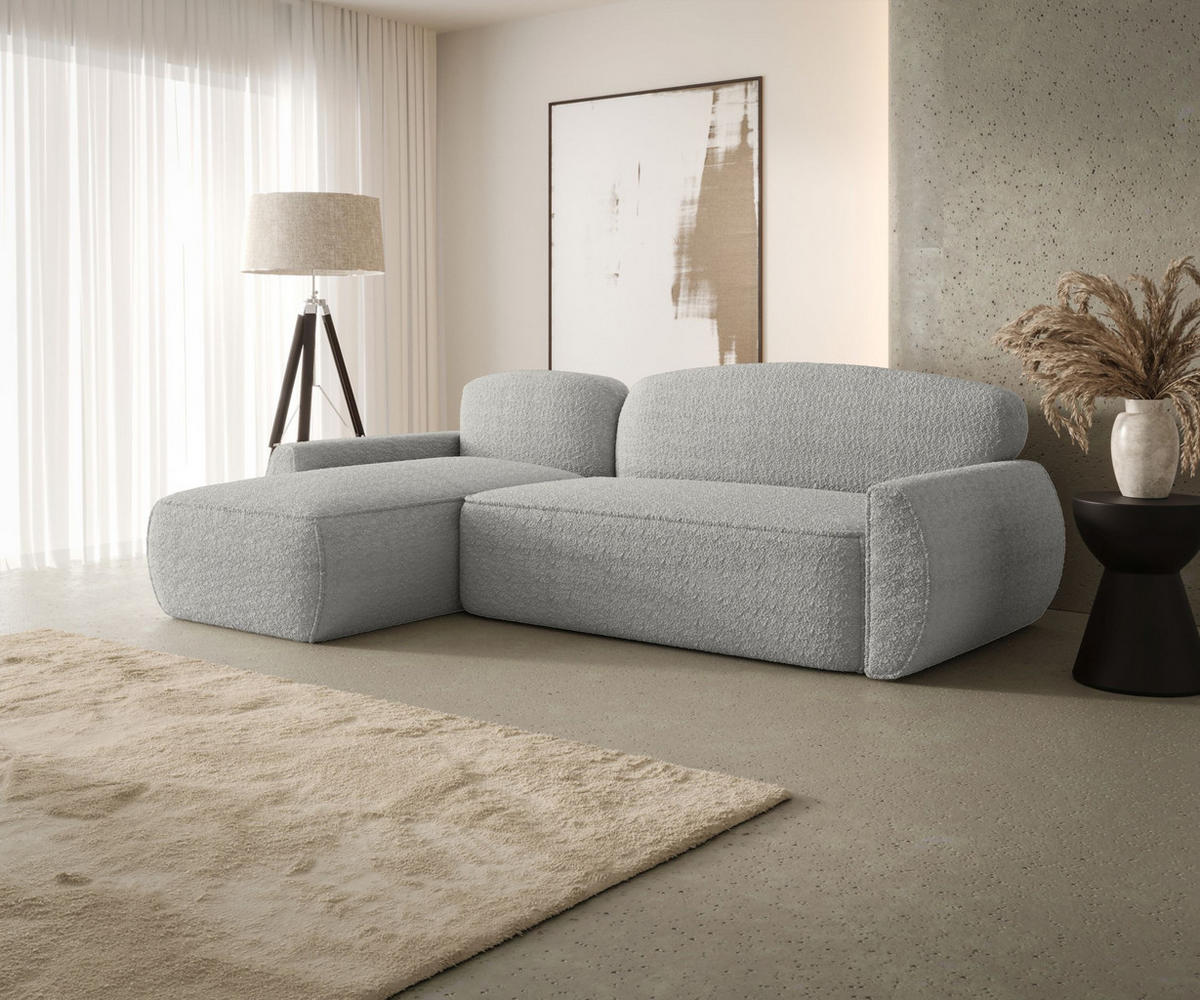 ECKSOFA mit Schlaffunktion LUCAS Quelle 83 Links - Grau, Textil (240/145cm) - Bedante