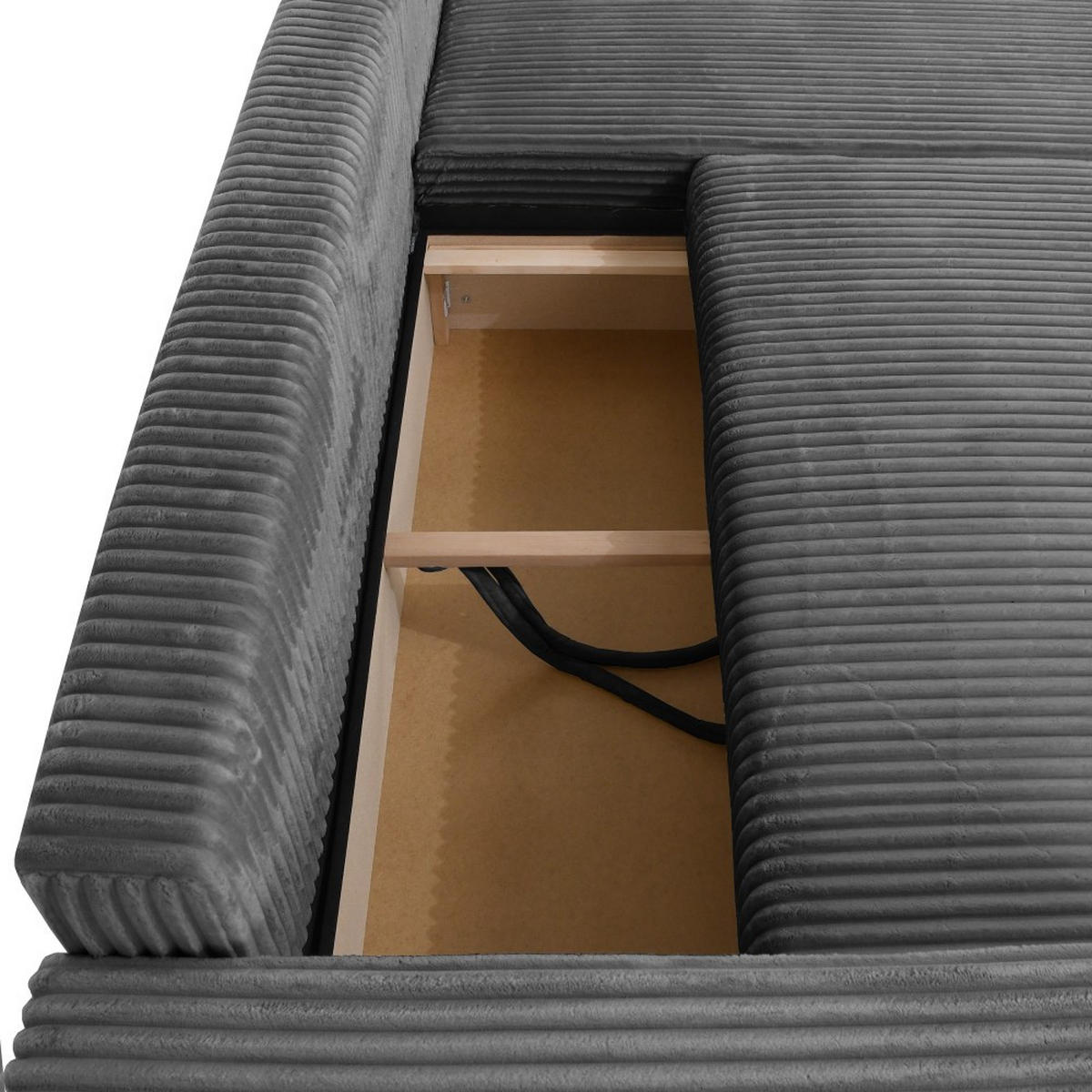 ECKSCHLAFSOFA Porto mit universelle Ottomane, Dunkelgrau - Dunkelgrau/Schwarz, Textil (288/190cm) - Beautysofa