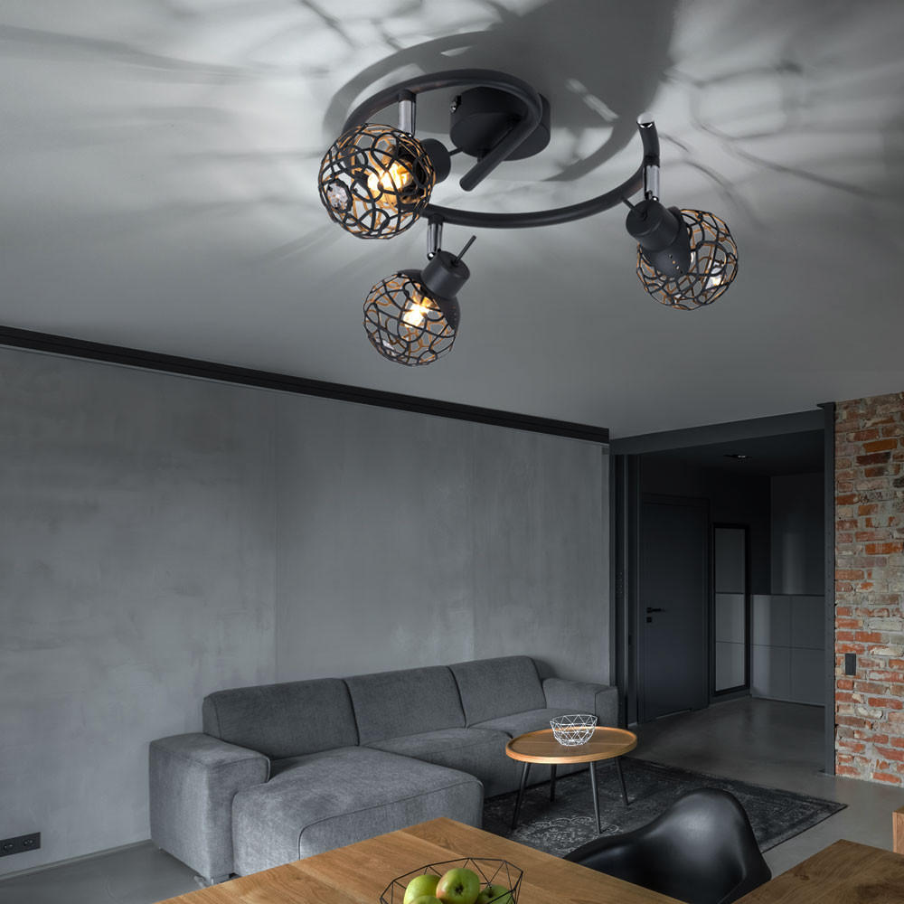 DECKENLEUCHTE Metall Grau Kristalloptik - Grau, Metall (25/25/14cm) - Globo Lighting