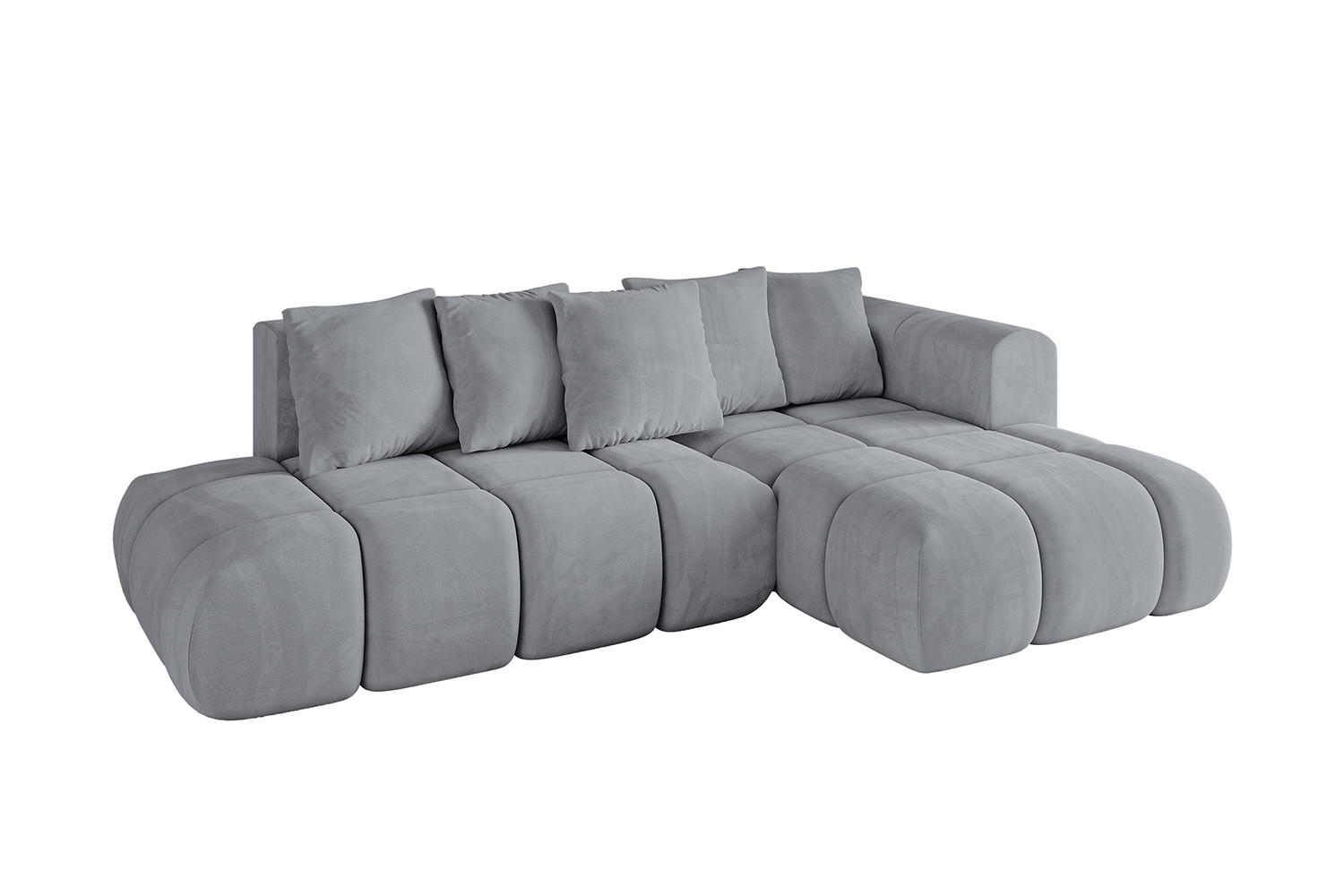 ECKSOFA Ottomane Rechts CLOUD-L-v1 289x180x40 Hellgrau Velours - Hellgrau, Holzwerkstoff/Kunststoff (289/180cm) - ALTDECOR