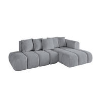 ECKSOFA Ottomane Rechts CLOUD-L-v1 289x180x40 Hellgrau Velours - Hellgrau, Holzwerkstoff/Kunststoff (289/180cm) - ALTDECOR