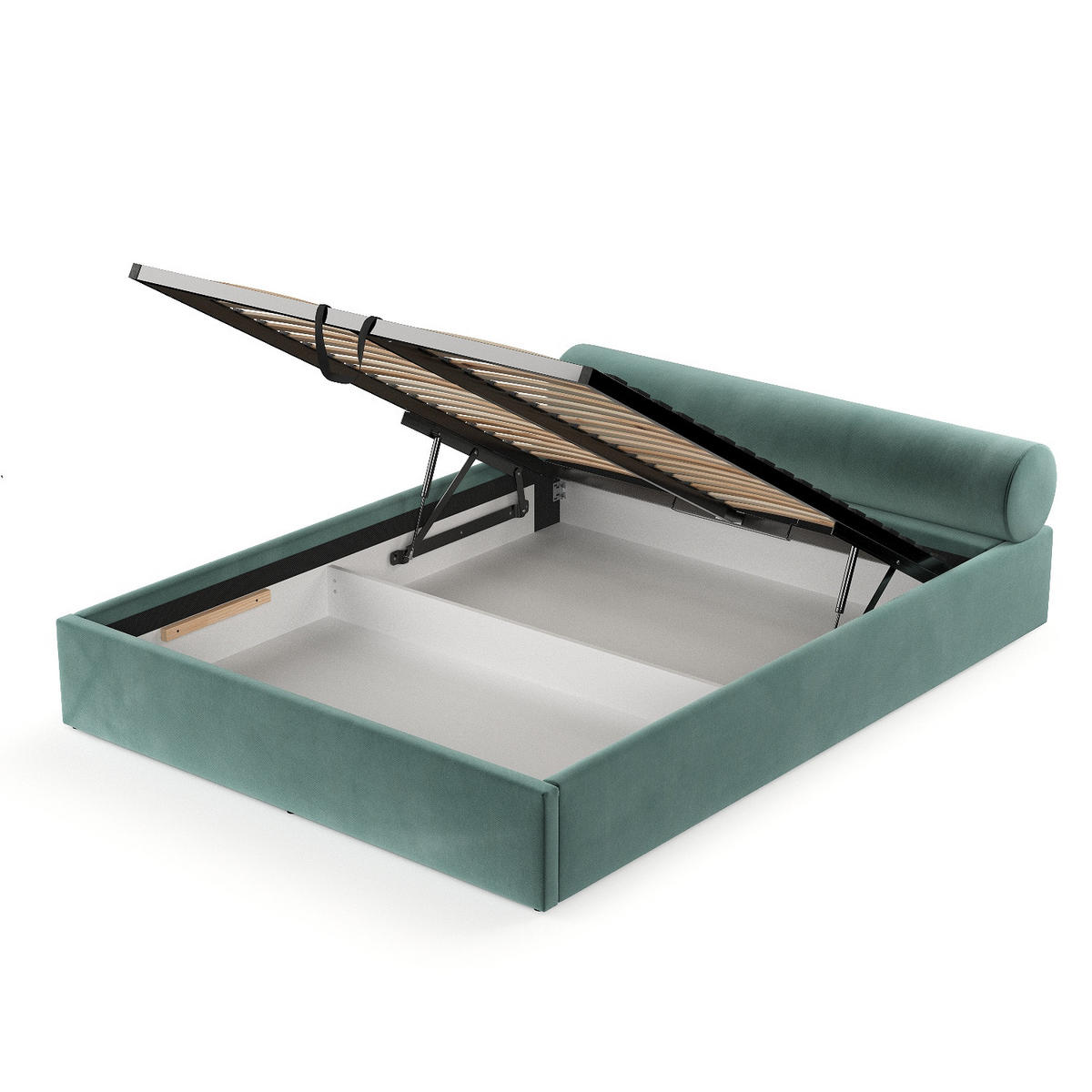 POLSTERBETT Solvo mit Stauraum 160/200 cm Marine im Kronos Stoff - Türkis/Schwarz, Holz/Holzwerkstoff (160/200cm) - AltaBeds