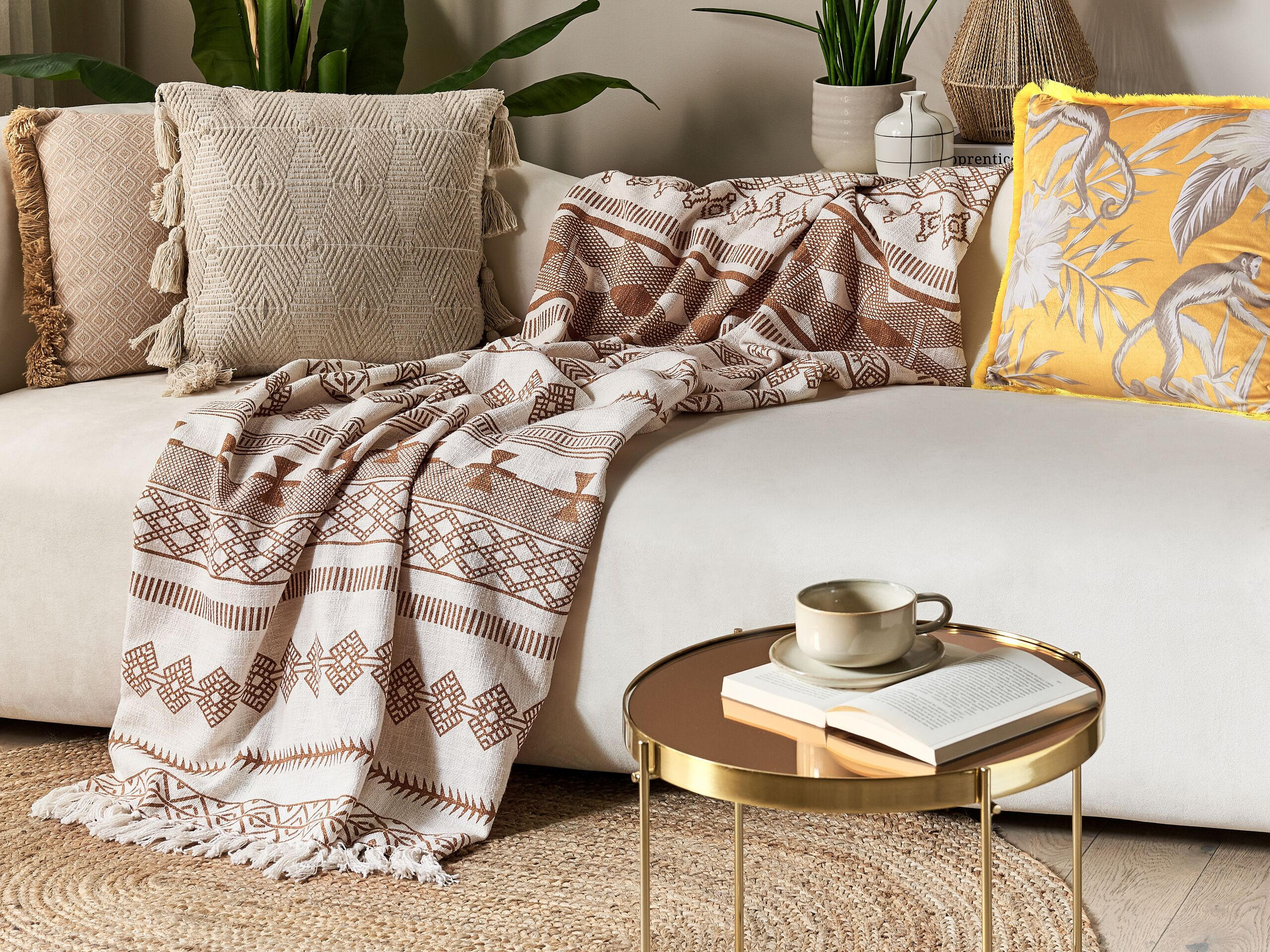 DECKE Beige Jorhat 130/180 cm - Beige, Naturmaterialen/Textil (130/180cm) - Beliani