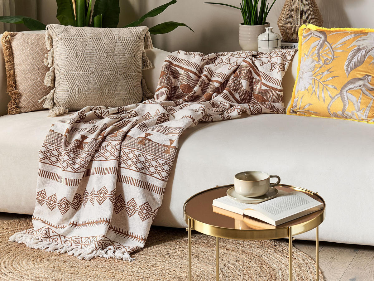 DECKE Beige Jorhat 130/180 cm - Beige, Naturmaterialien/Textil (130/180cm) - Beliani