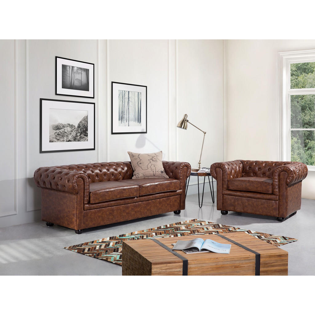Thumbnail - Beliani Sessel, Schwarz, Braun, Kunststoff, 1-Sitzer, 108x70x80 cm, Wohnzimmer, Sessel, Polstersessel