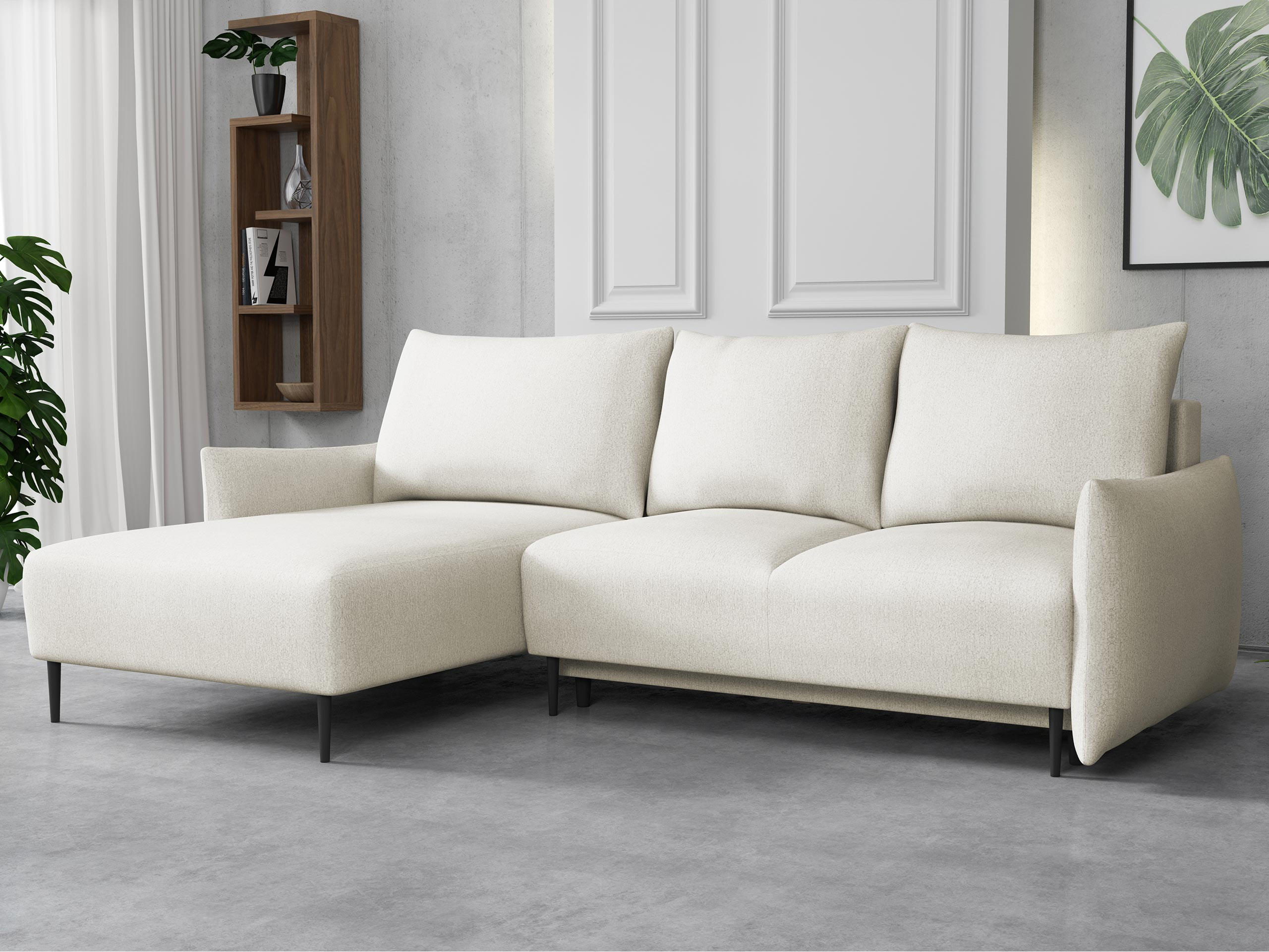 ECKSOFA Santi L - Creme/Schwarz, Holz/Textil (240/160cm) - MIRJAN24