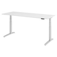 SCHREIBTISCH elektrisch XBHM 80/200/74 cm in Weiß/Silberfarben - Silberfarben/Weiß, Holzwerkstoff (80/200/74cm) - bümö