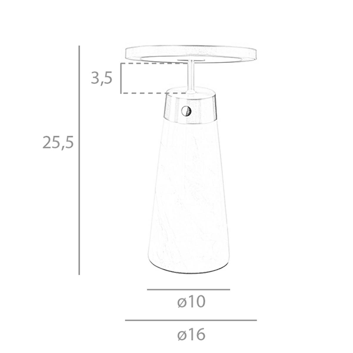 TISCHLEUCHTE Tischlampe aus weißem Marmor und goldenem Stahl Ø16/25.5 cm - Goldfarben/Weiß, Metall (16/16/25.5cm) - ANGEL CERDA