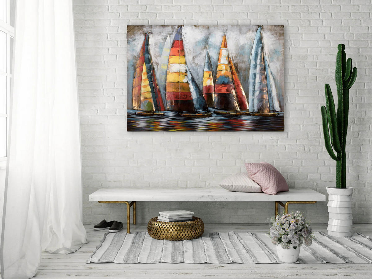METALLBILD Bunt 100/70 cm - Blau/Multicolor, Metall (7.5/70cm) - KUNSTLOFT