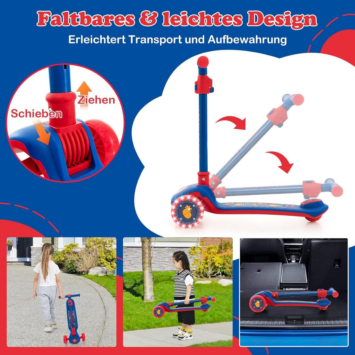 ROLLER 83cm Blau - Blau, Kunststoff (28/83/60cm) - COSTWAY