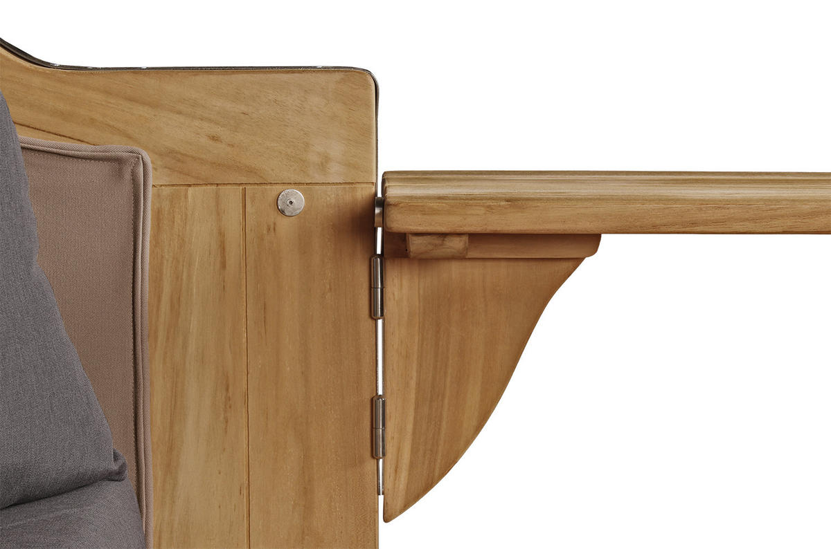 STRANDKORB Düne Grande Bullauge Teak PE Grey Dessin 551 - Braun/Grau, Metall (142/170/95cm) - Mr. Deko