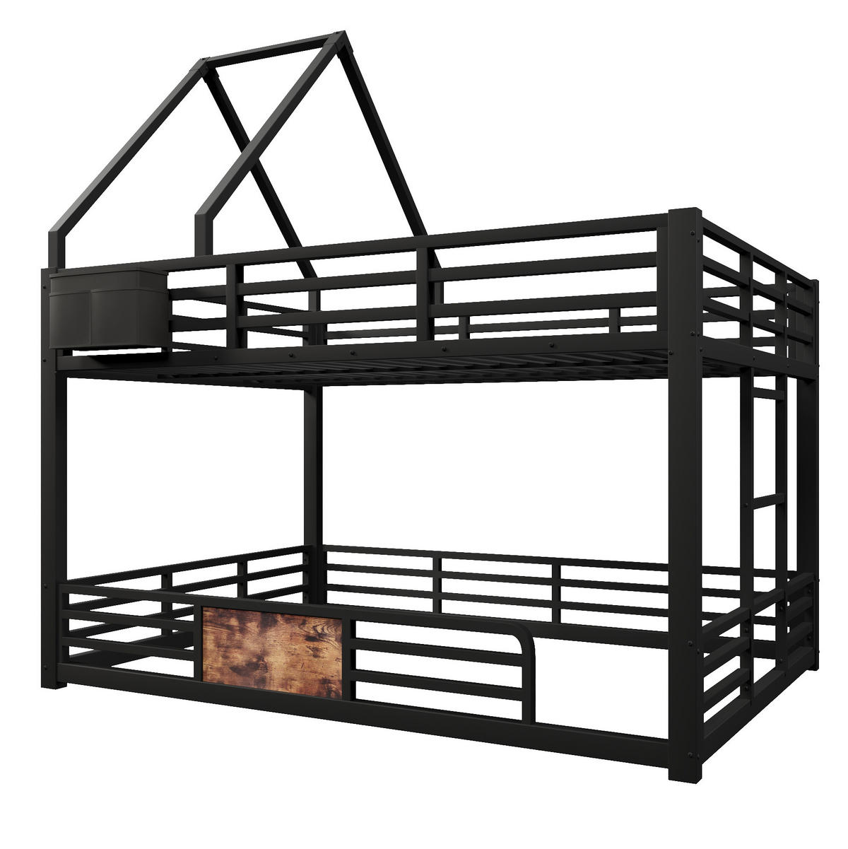 ETAGENBETT 140x200 cm in Schwarz mit LED-Beleuchtung und Hausbett-Design - Schwarz, Metall (140/200cm) - IVMEU