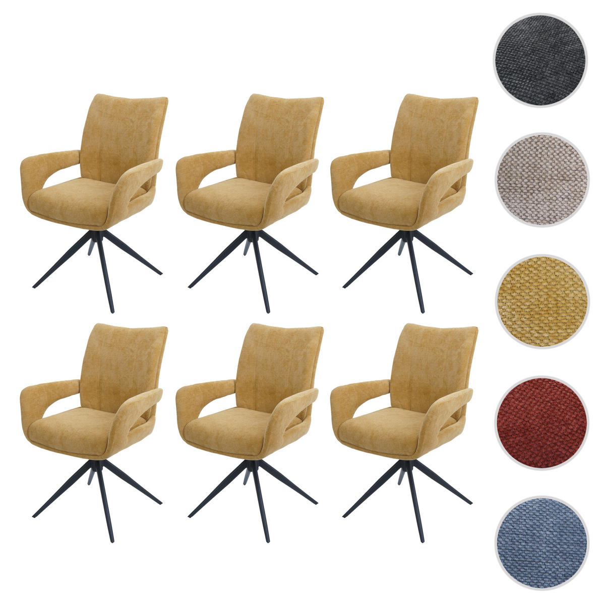 ESSZIMMERSTUHL Gelb 6er-Set - Gelb, Textil (60/90/60cm) - MCW