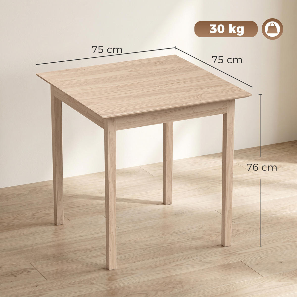 ESSTISCH Kiefernholz Naturholz - Naturfarben, Holz (75/75/76cm) - HOMCOM
