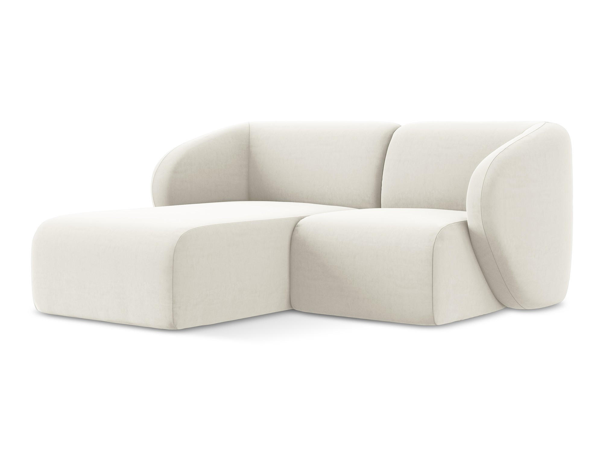 ECKSOFA Links Samt Stoff Beige - Creme/Schwarz, Holzwerkstoff/Kunststoff (178/166cm) - Makamii