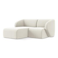 ECKSOFA Links Samt Stoff Beige - Creme/Schwarz, Holzwerkstoff/Kunststoff (178/166cm) - Makamii