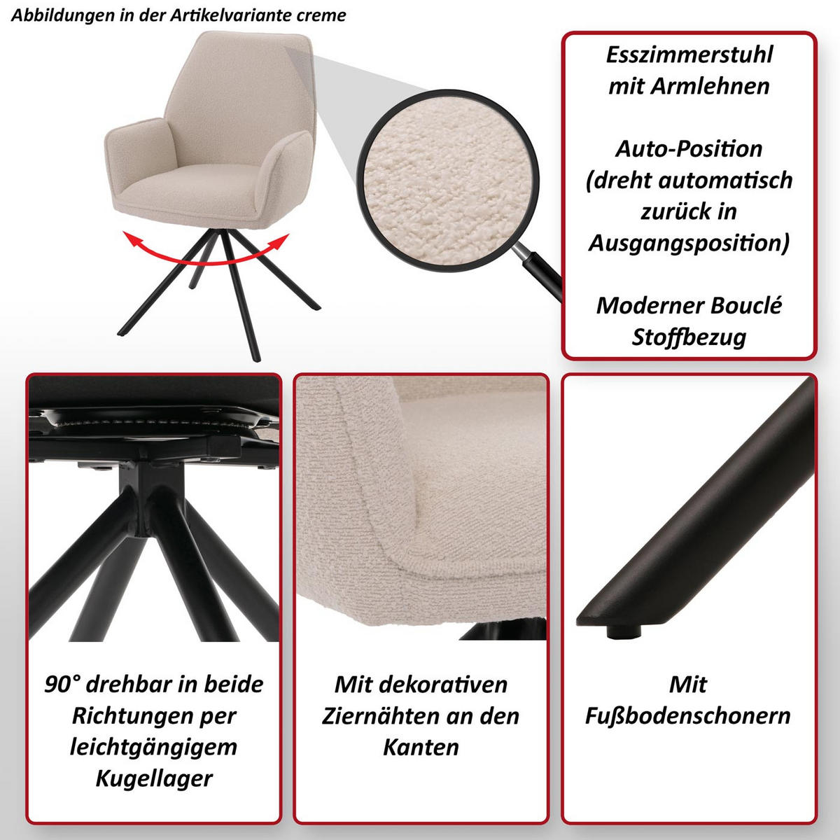 ESSZIMMERSTUHL Grau 6er-Set - Grau, Textil (60/86/60cm) - MCW