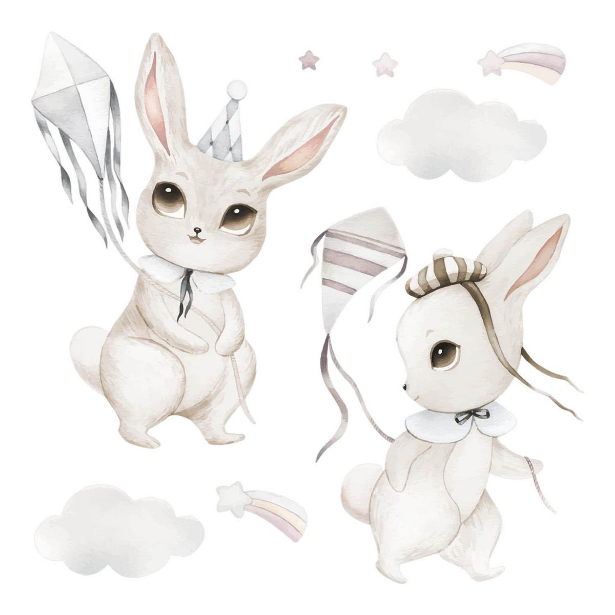 WANDAUFKLEBER 80x114cm - Hasenland - Multicolor, Kunststoff (80/114/0.1cm) - Wallfluent