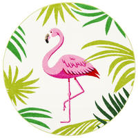 DESIGNER TEPPICH FARO TROPICAL FLAMINGO RUND - Pink, Textil (160/160cm) - Pergamon