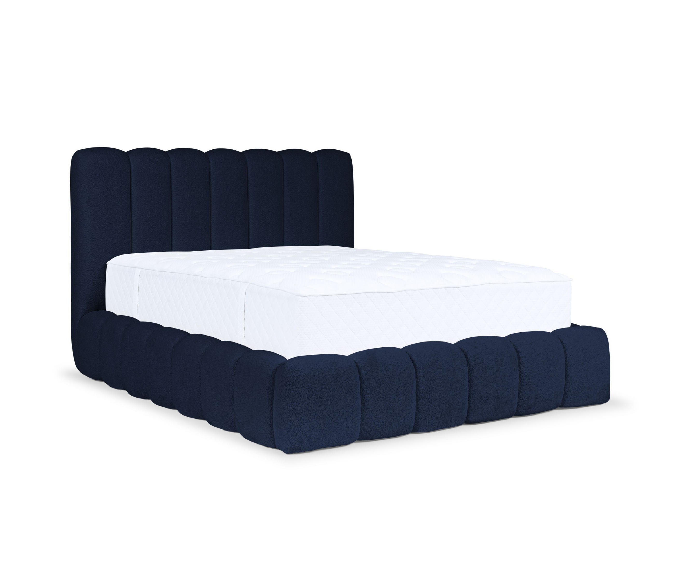 POLSTERBETT CHLOE mit Bettkasten 180x200,Doppelbett mit Stauraum und Lattenrost,Boxspringbett-Optik,ohne Matratze,Schlafzimmer-Dunkelblau - Dunkelblau, Holz (180/200cm) - Furnistar