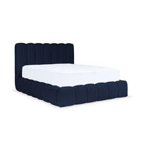POLSTERBETT CHLOE mit Bettkasten 180x200,Doppelbett mit Stauraum und Lattenrost,Boxspringbett-Optik,ohne Matratze,Schlafzimmer-Dunkelblau - Dunkelblau, Holz (180/200cm) - Furnistar