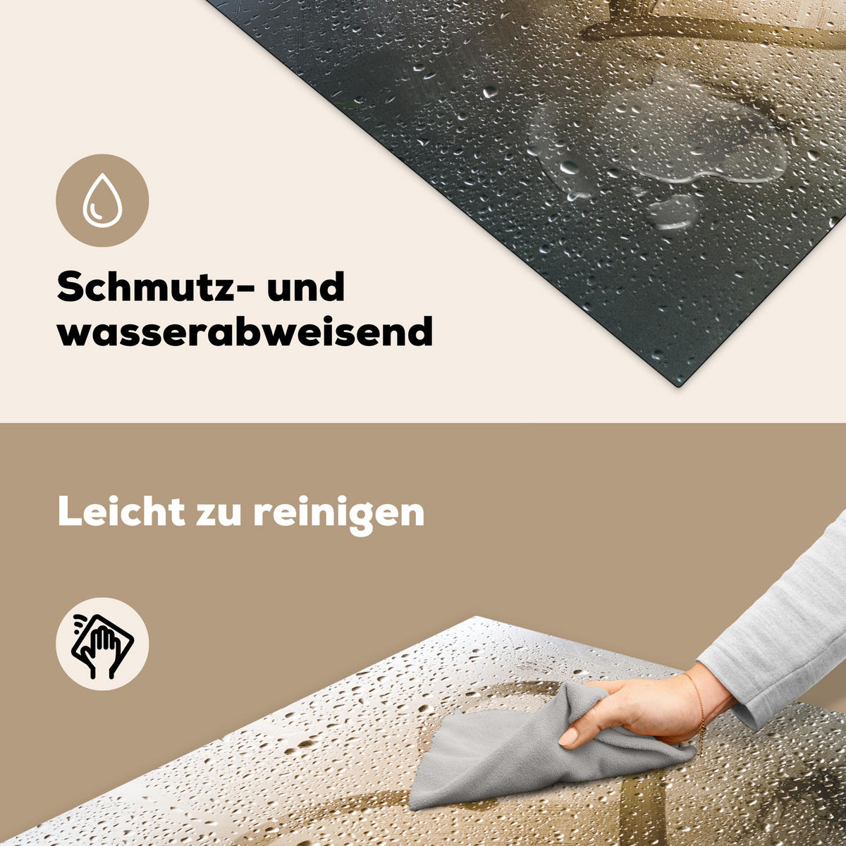 HERDABDECKPLATTE Herz - Kondenswasser - Wasser - 3D Induktionsmatte 78x78 cm - Grau, Kunststoff (78/78/0.2cm) - MuchoWow