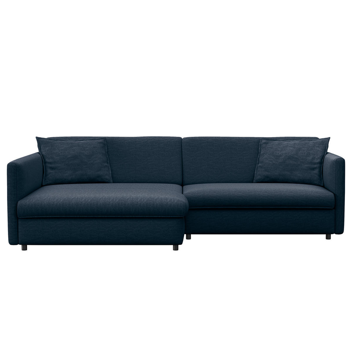 ECKSOFA mit Longchair - Blau/Schwarz, Kunststoff/Textil (290/183cm) - home24