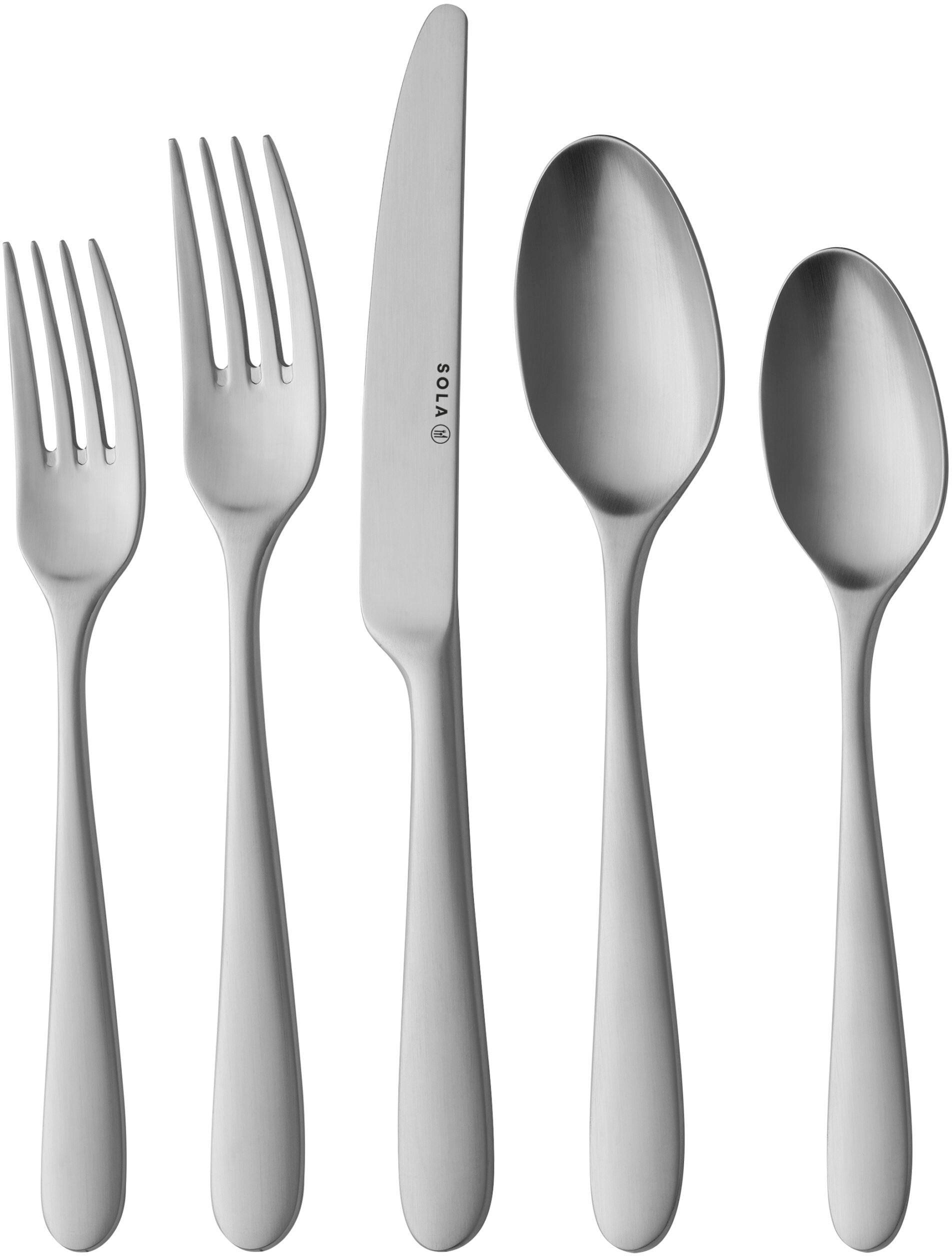 BESTECKSET Nordica MAT - 18/10 Edelstahl - 70-teilig / 8 Personen - Silberfarben, Metall - Sola