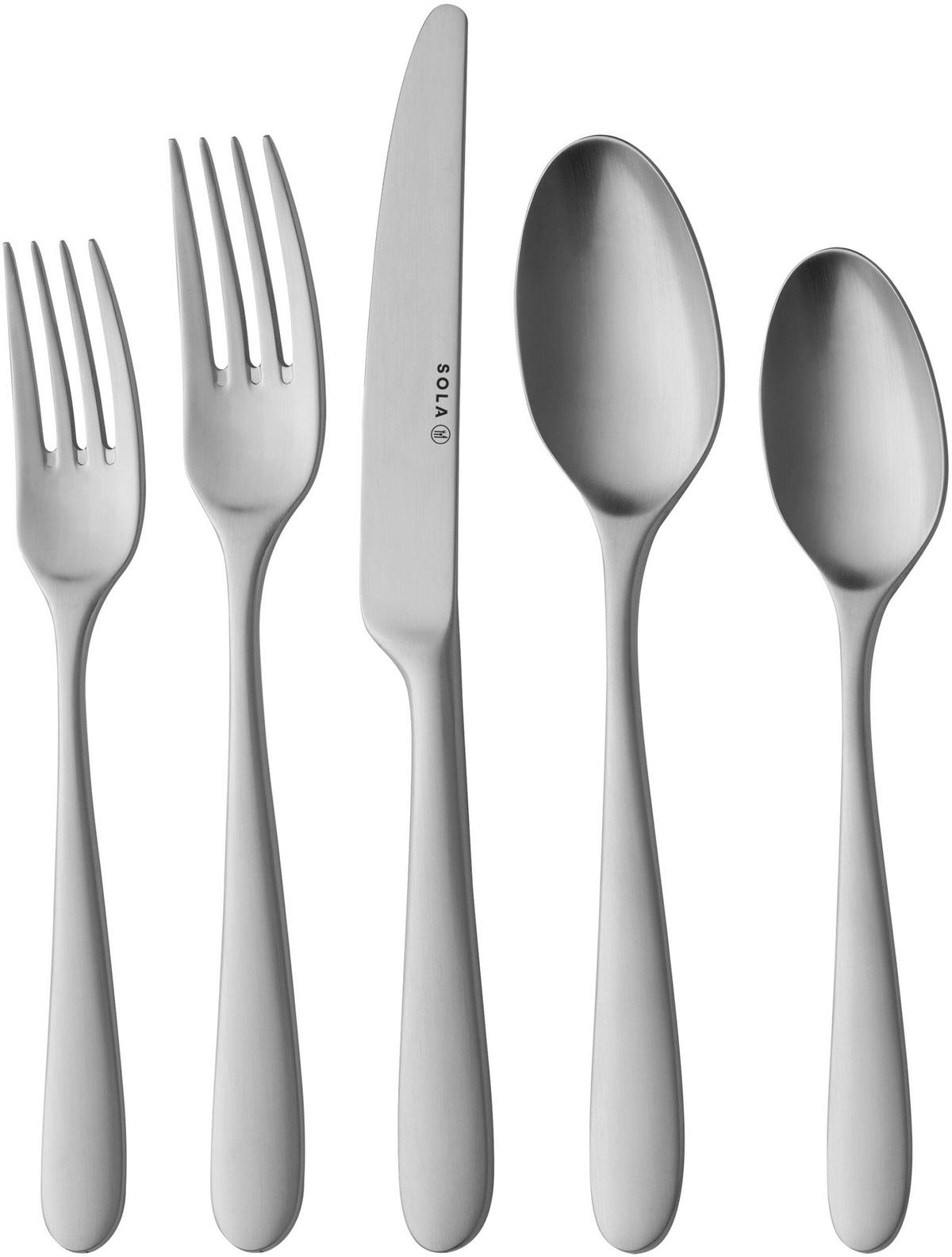 BESTECKSET Nordica MAT - 18/10 Edelstahl - 50-teilig / 6 Personen - Silberfarben, Metall - Sola