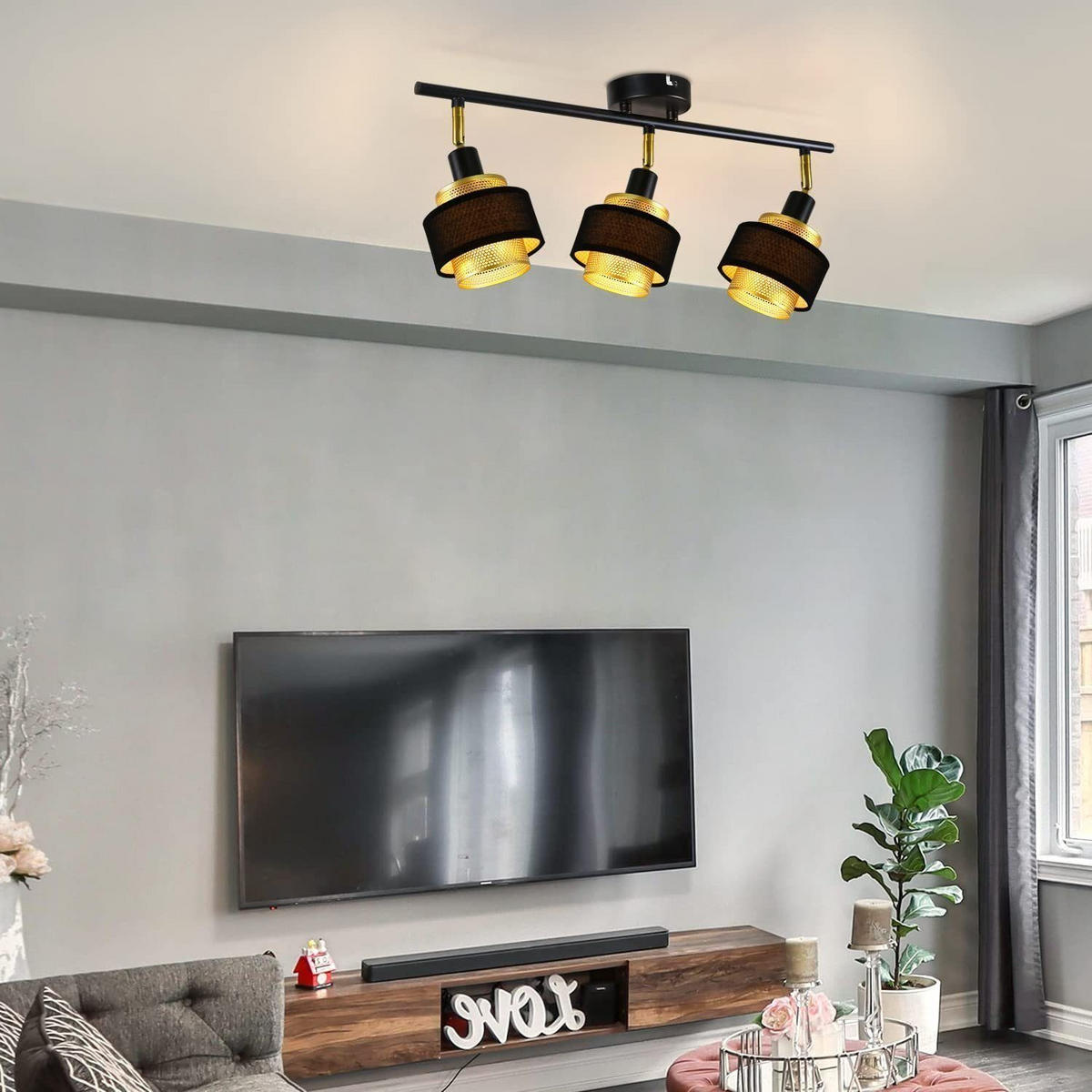 STRAHLER Lisbeth 3-flammig 53/10/13 cm - Schwarz, Metall (53/10/13cm) - Nettlife