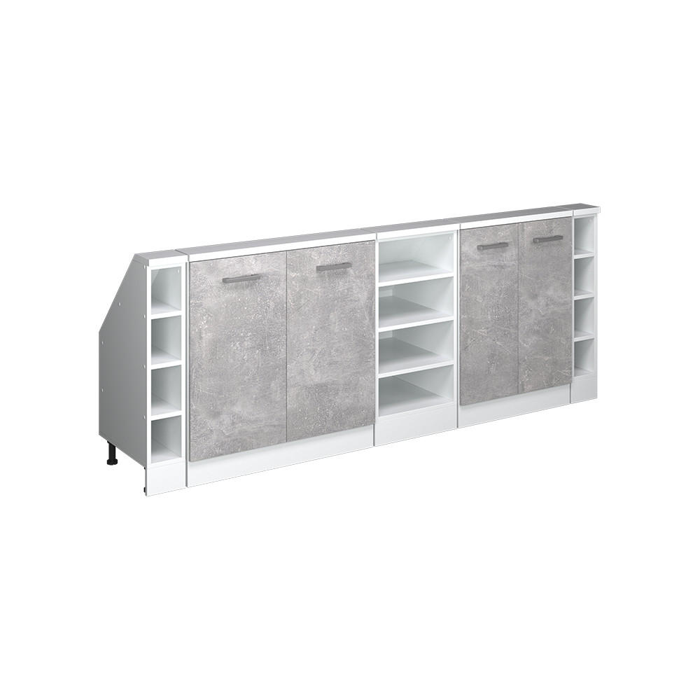 Vicco KUCHYŇSKÁ SKŘÍŇKA POD ŠIKMOU STŘECHU R-Line Beton 210 cm Sada 5 kusů