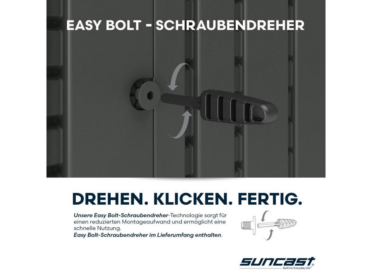 GERÄTESCHRANK 215 x 123 x 199 cm mit Doppeltür in Holzoptik, 4,6 m³ Stauraum, durchgehendes Wandregal, anthrazit - Braun, Kunststoff (132/29/220cm) - Suncast